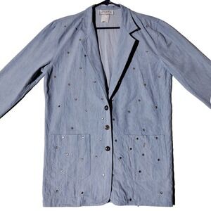 D.‎ Frank Vintage 80s 90s Stud Embellished Shirt Size 6 USA - Imperfect, Stain